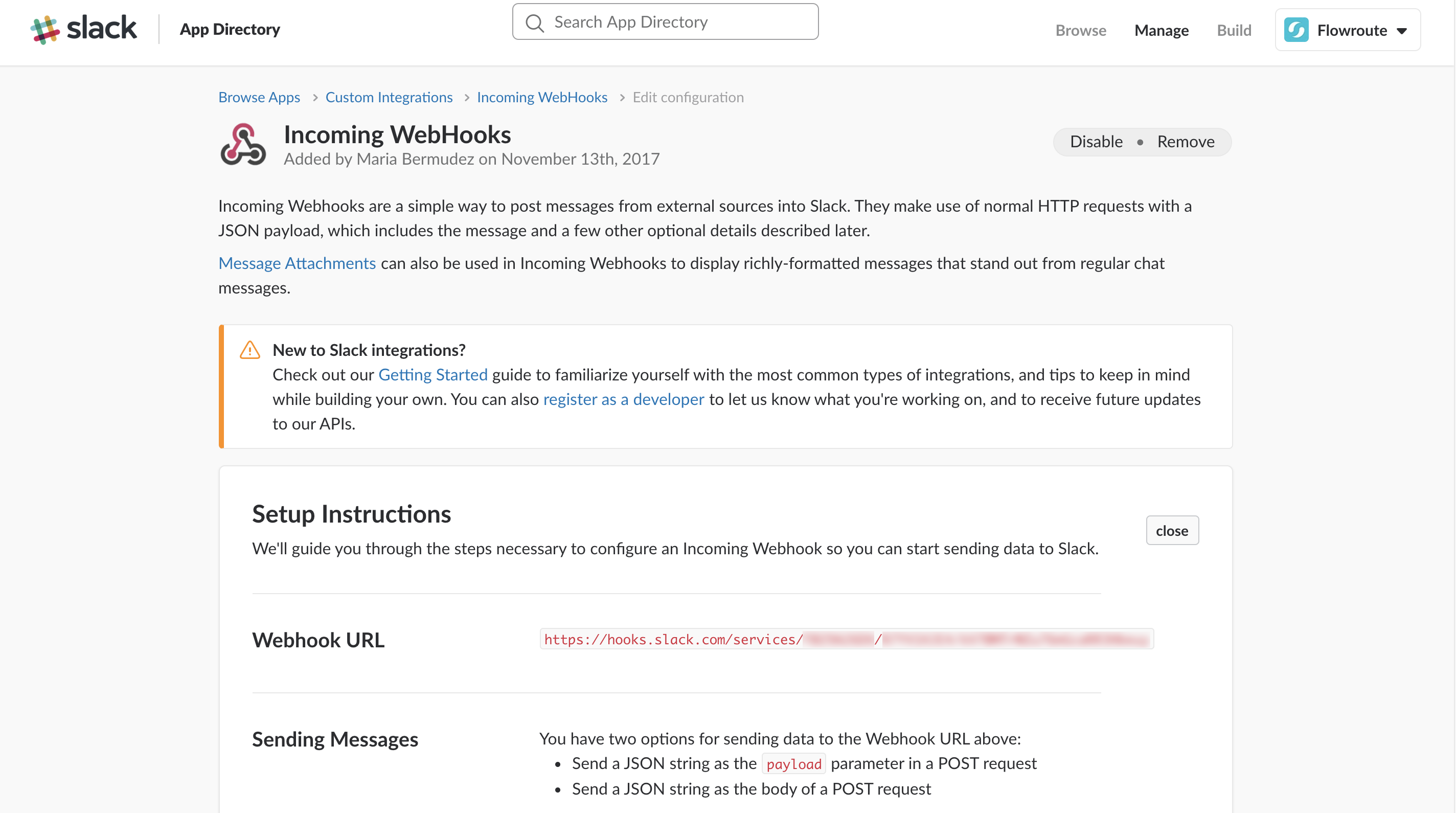 slack incoming webhook direct messages